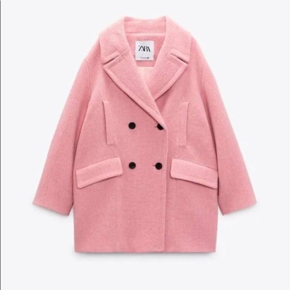 ZARA Oversized Double-Breasted Pink Coat BNWT - Picture 7 of 7